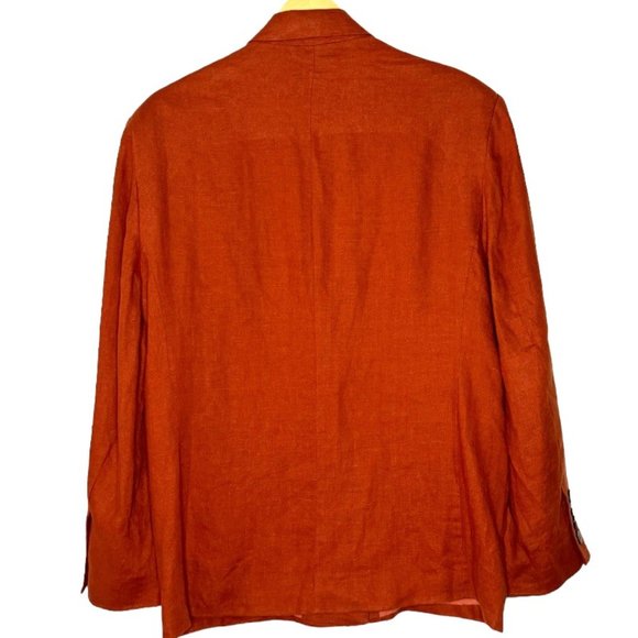 NWOT Farm Rio 100% Linen Burnt Orange Lightweight Oversized Blazer M - Picture 6 of 8